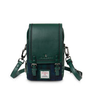 Black Watch Harris Tweed crossbody bag with the strap attached