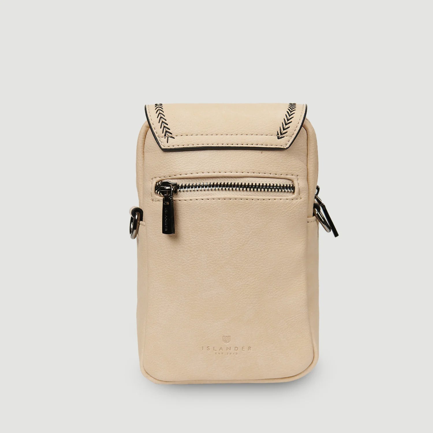 Reverse of the Islander crossbody bag showing the plain cream leather back