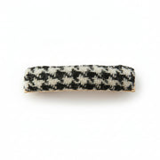 Black and white dogtooth Harris Tweed barrette clip on white background