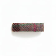 Pink-green tartan Harris Tweed barrette clip on white background