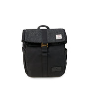 Black herringbone canvas lunch bag with shoulder strap