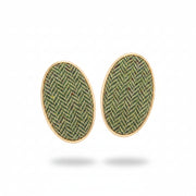 Chestnut herringbone Harris Tweed oval barrette hair clips, pair