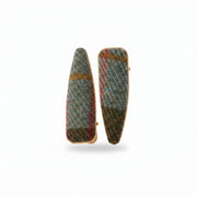 Chestnut and blue tartan Harris Tweed triangular barrette hair clips, pair