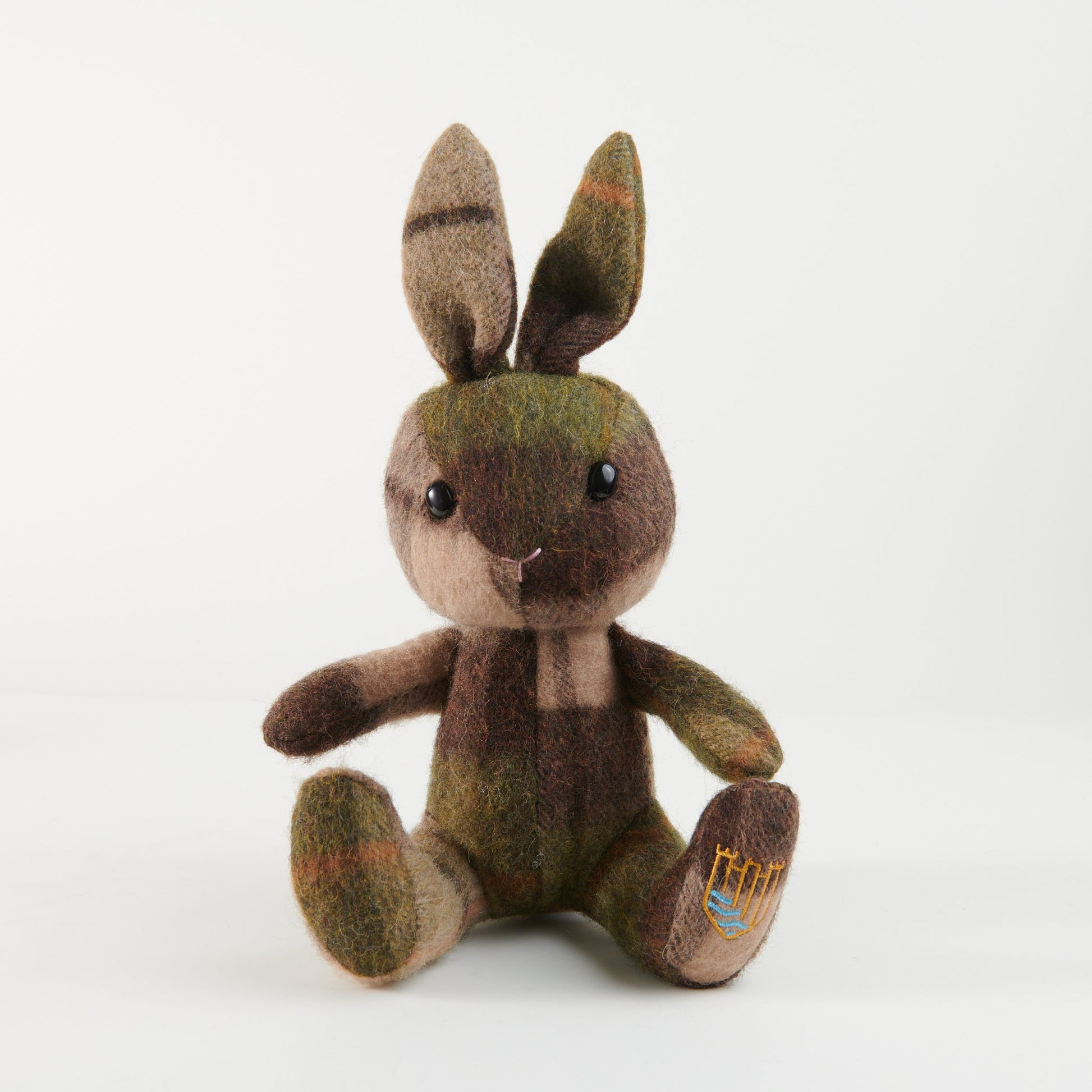 Lambswool bunny chestnut tartan front view on white background.