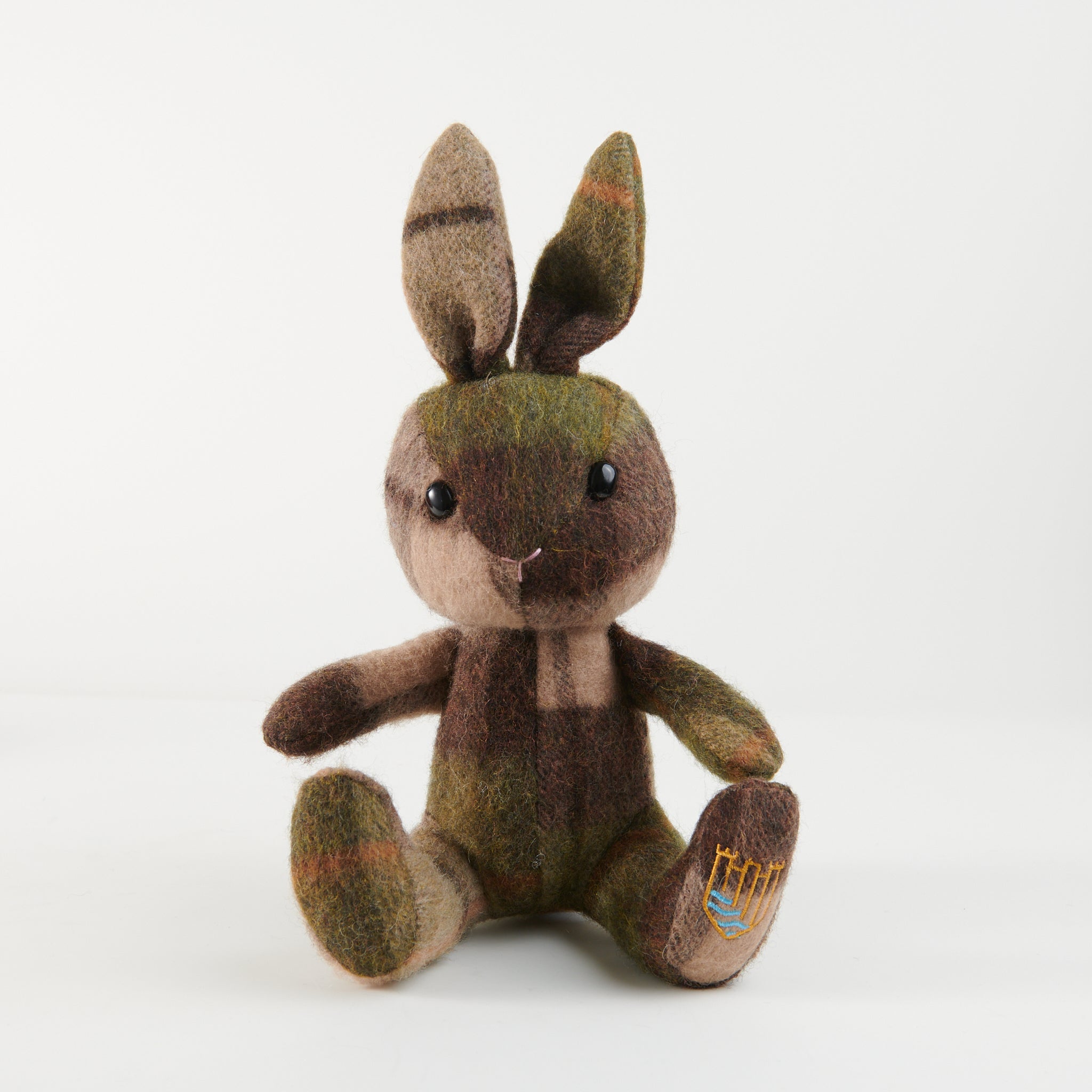 Lambswool bunny chestnut tartan front view on white background.