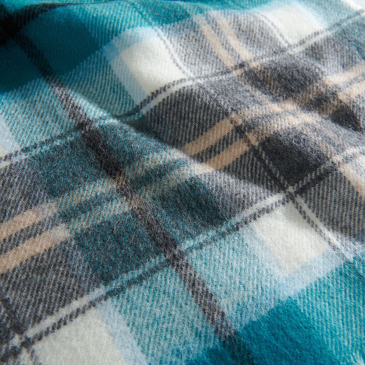 Islander Summer tartan lambswool scarf shown folded