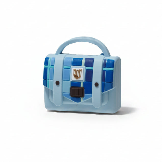Blue tartan mini satchel fridge magnet by Islander