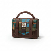 Chestnut and blue tartan mini satchel fridge magnet by Islander