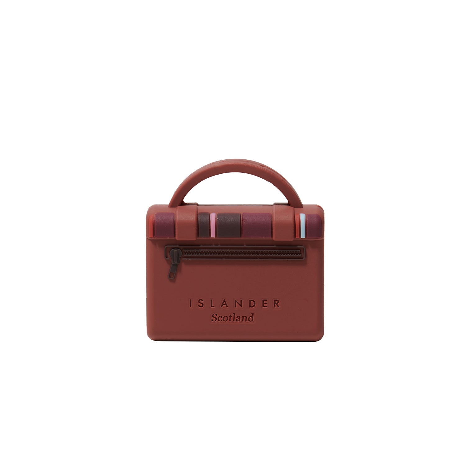 Fuchsia tartan mini satchel magnet shown from another angle