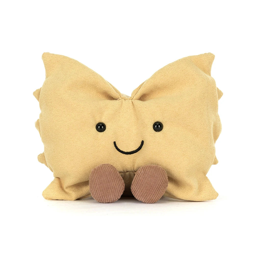 Amuseables Farfalle plush angled front view with cord feet, white background