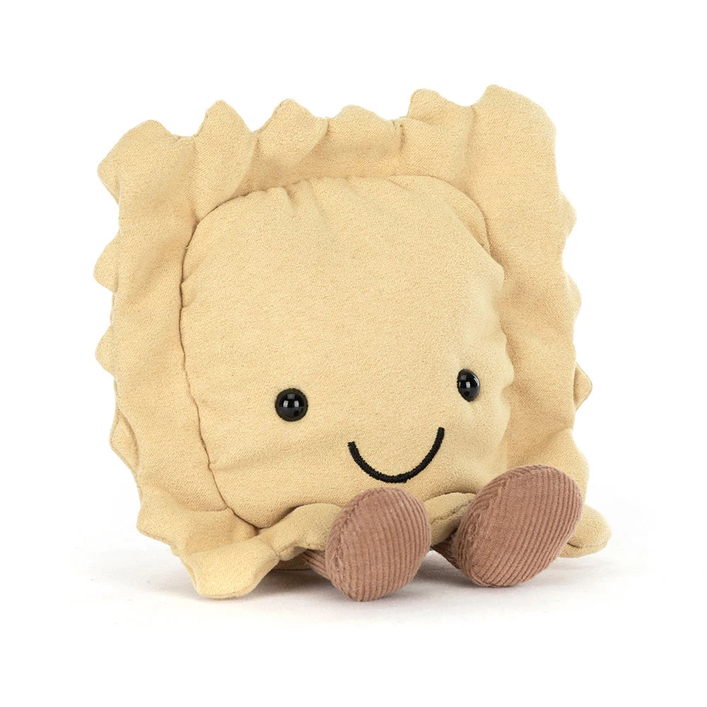 Jellycat Amuseables Ravioli pasta plush, front view on white background
