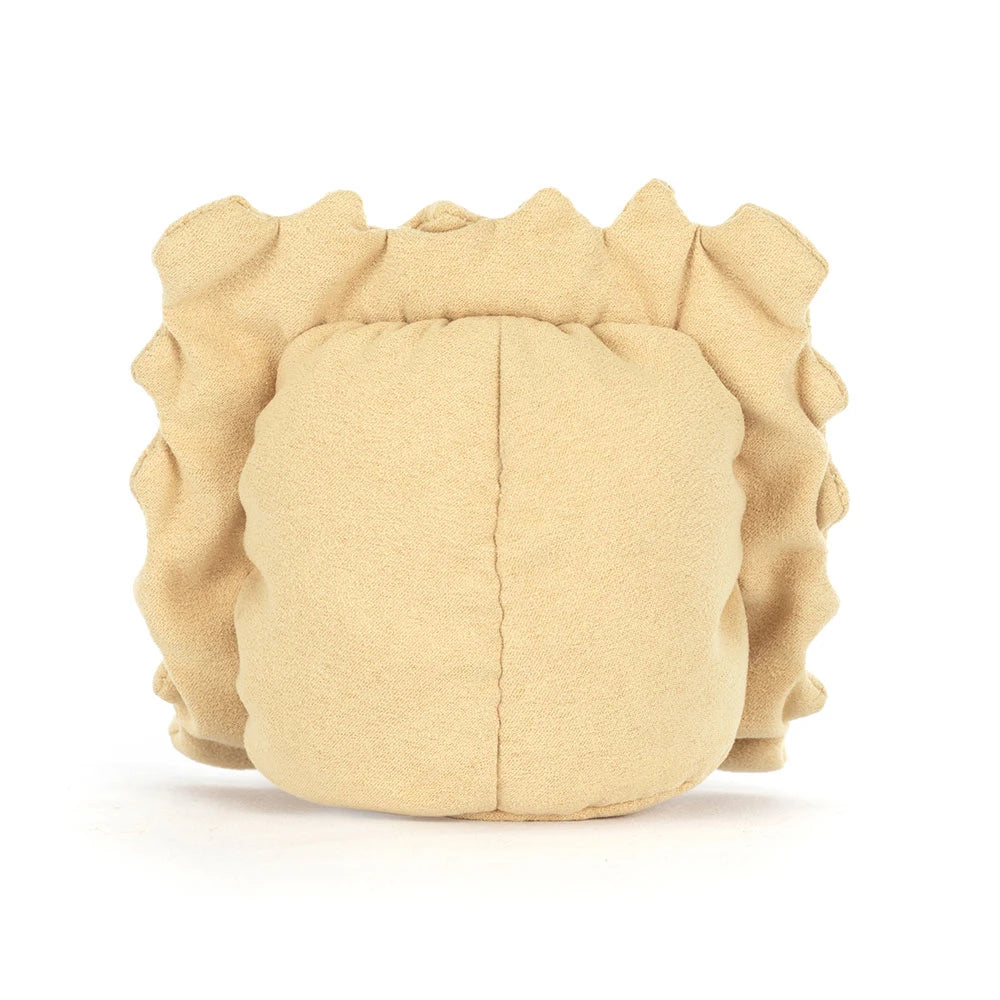 Amuseables Ravioli plush back view of the pasta parcel, white background