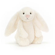 Jellycat Bashful Cream Bunny Original sitting upright, pale cream fur with long floppy ears