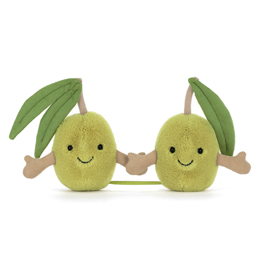 Jellycat Pair of Olives smiling plush pals holding hands