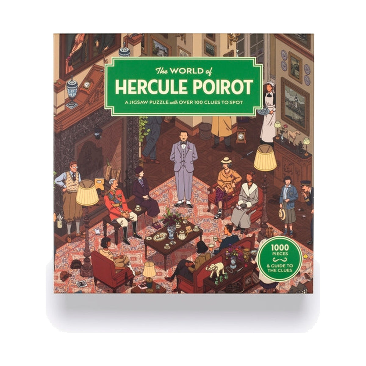 World of Hercule Poirot jigsaw box front on a pure white background