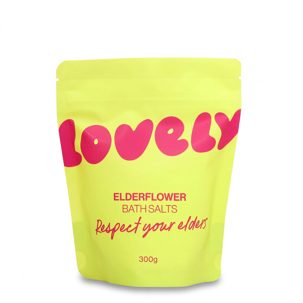 Elderflower bath salts pouch by Lovely Skincare