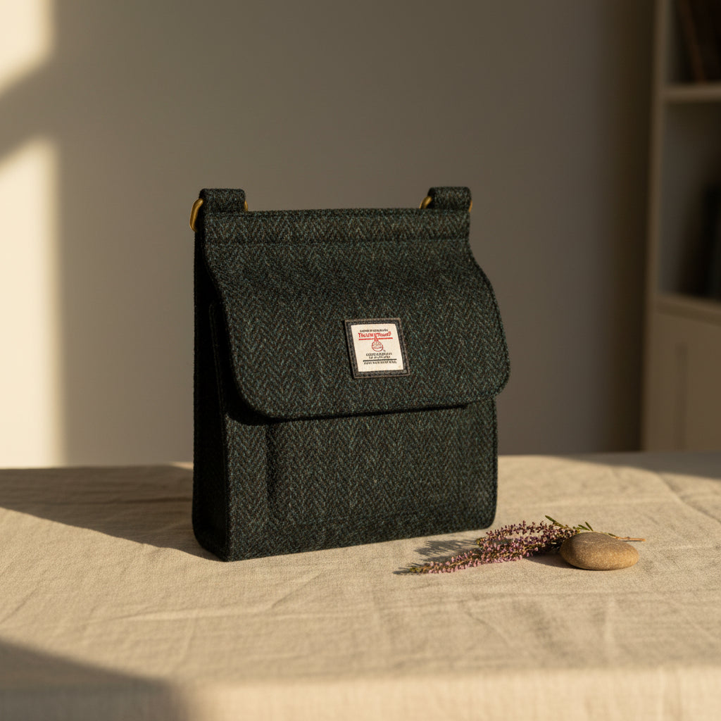 Charcoal Harris Tweed Medium Satchel