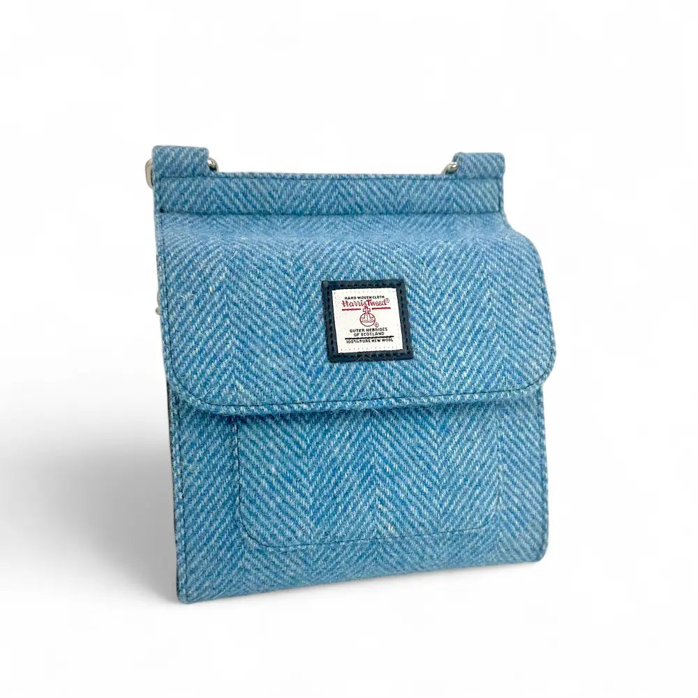 Maccessori Harris Tweed medium satchel in sky blue herringbone