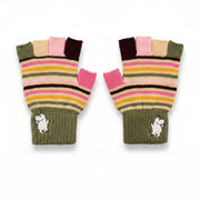 Product image of Moomin Stripy Fingerless Gloves photographed flat on white background
