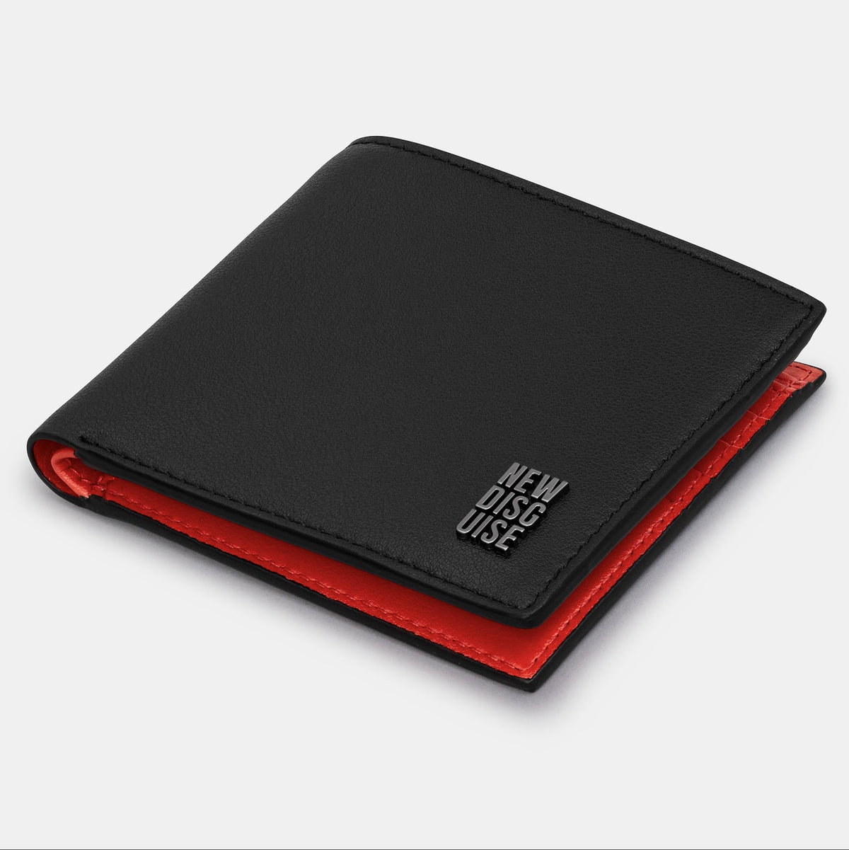 Brandon Core Wallet in black and red, angled view