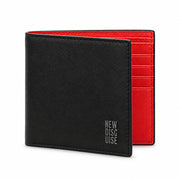 Brandon Core Wallet in black and red, front view on grey