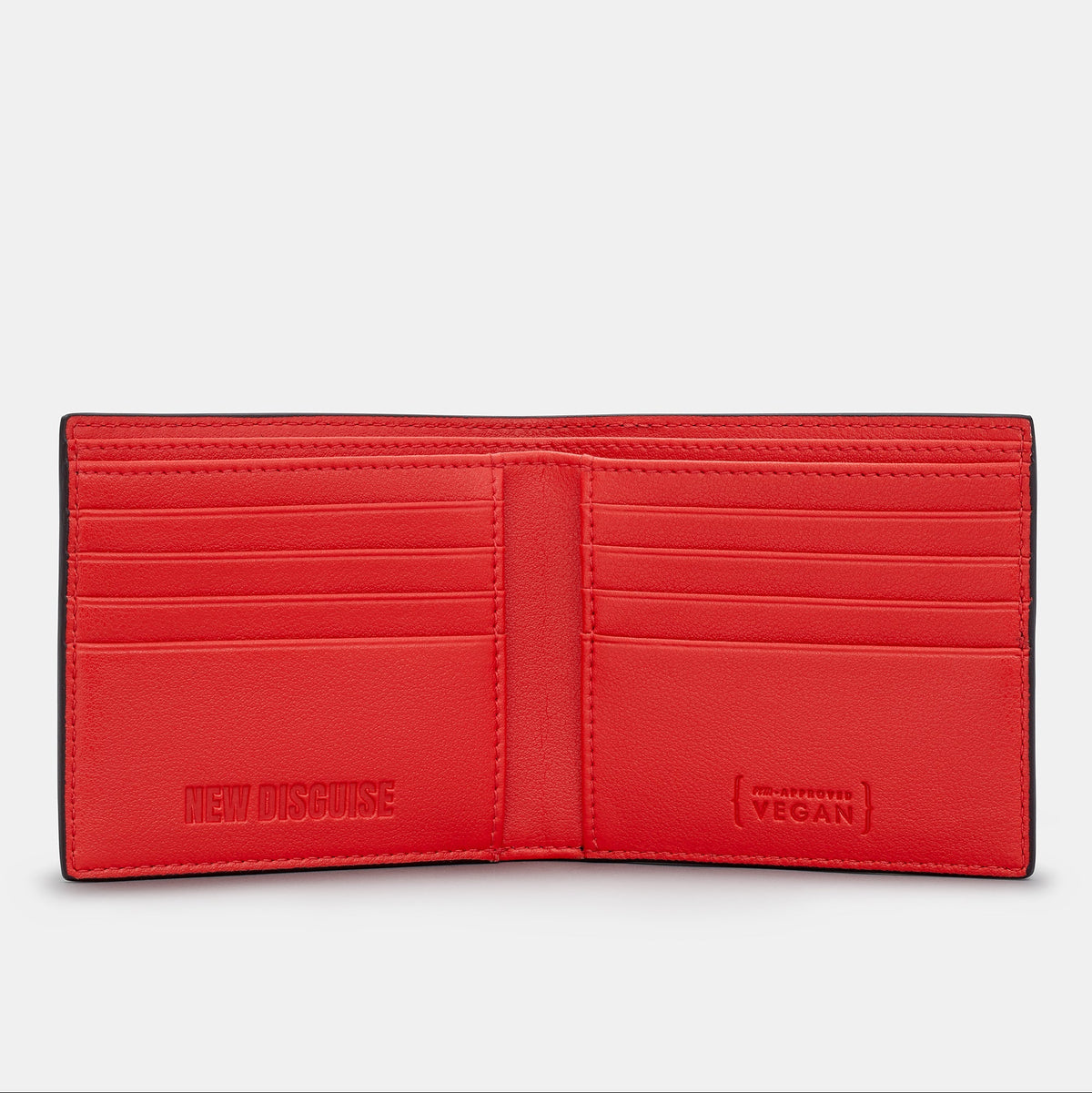 Brandon Core Wallet in black and red, open, showing the card slots