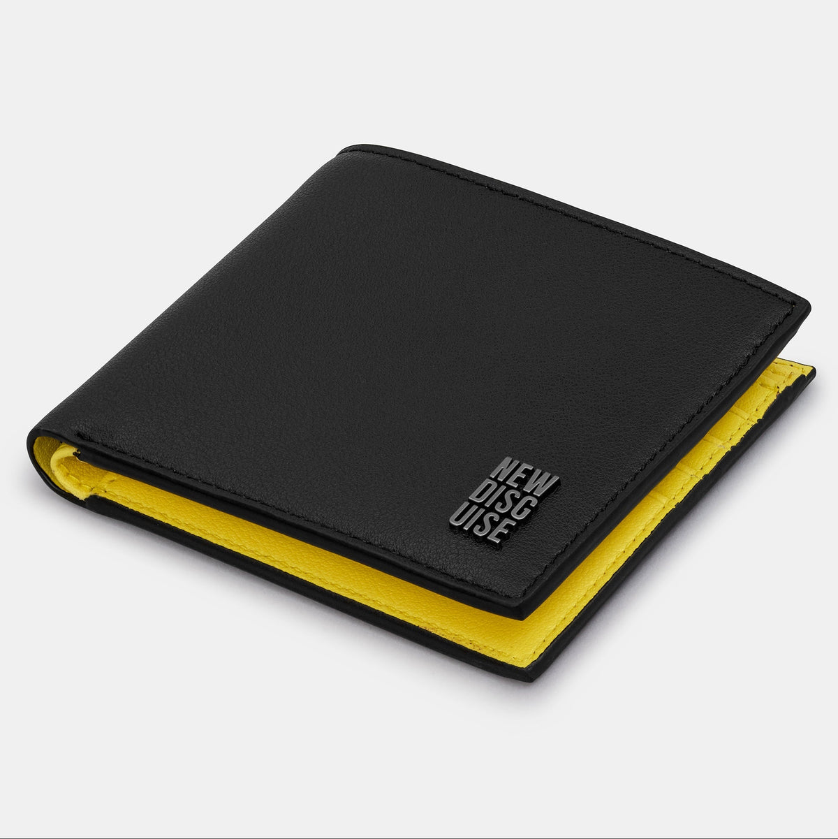 Brandon Core Wallet in black and yellow, angled view