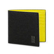 Brandon Core Wallet in black and yellow, front view on grey