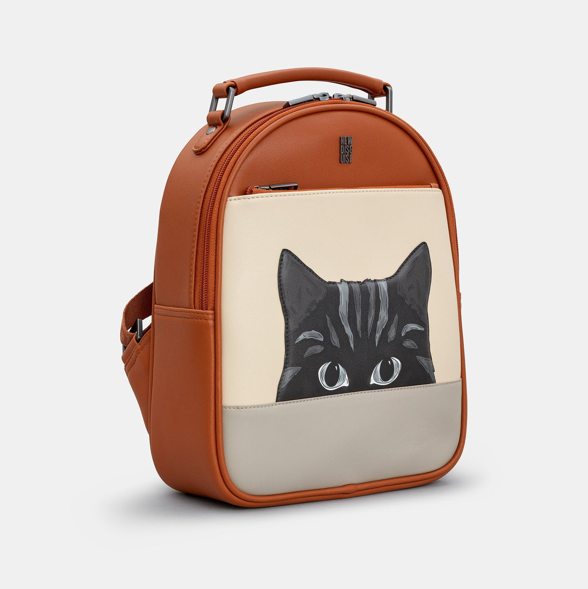 Gatto Cat Backpack in mocha and cream, side view