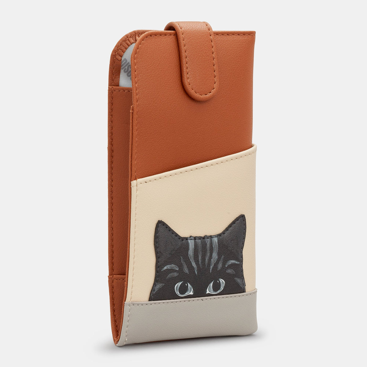 Gatto Cat Glasses Case in mocha and cream, side view