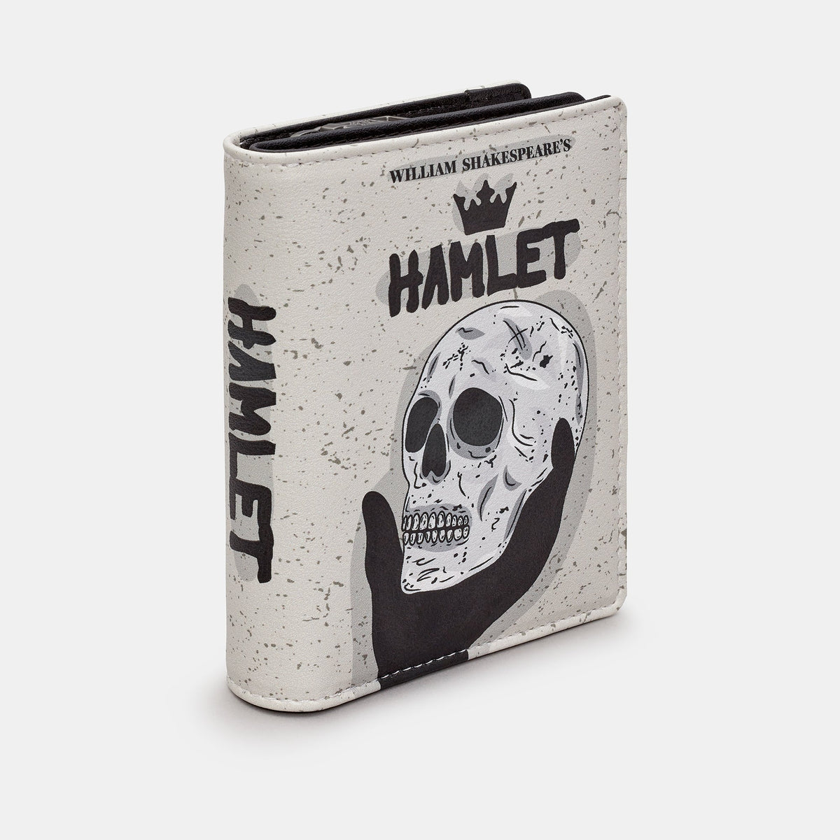 Hamlet Book Cover Purse in cream and black, side view