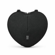 Love Lane Heart Cross Body Bag in black, front view on grey