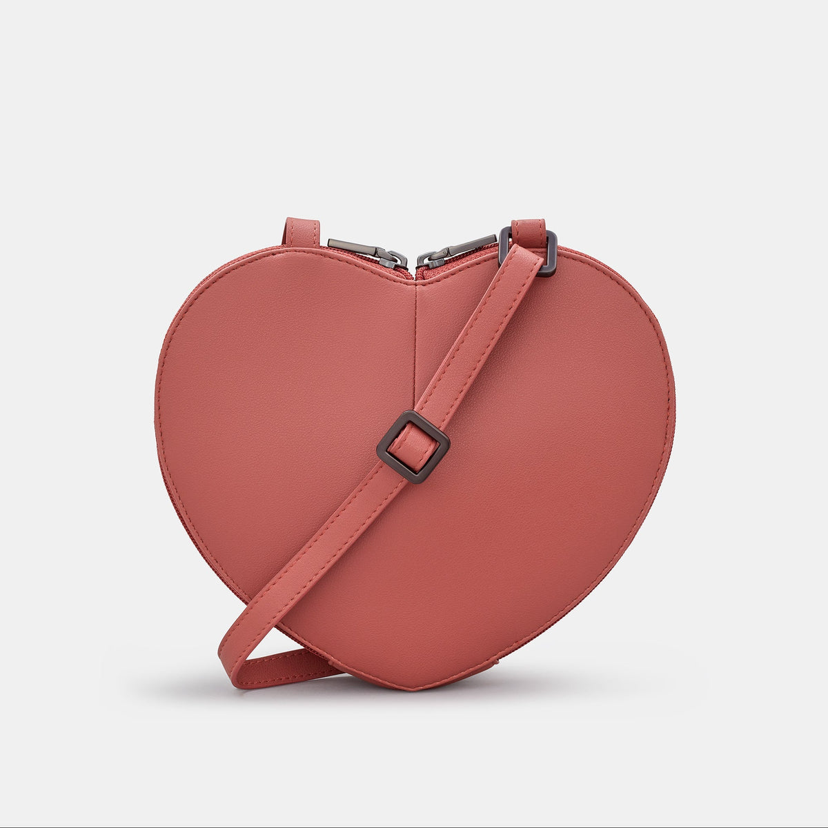 Love Lane Heart Cross Body Bag in rose pink, back view