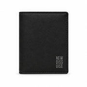 Nolan Card Holder in black, front view on grey