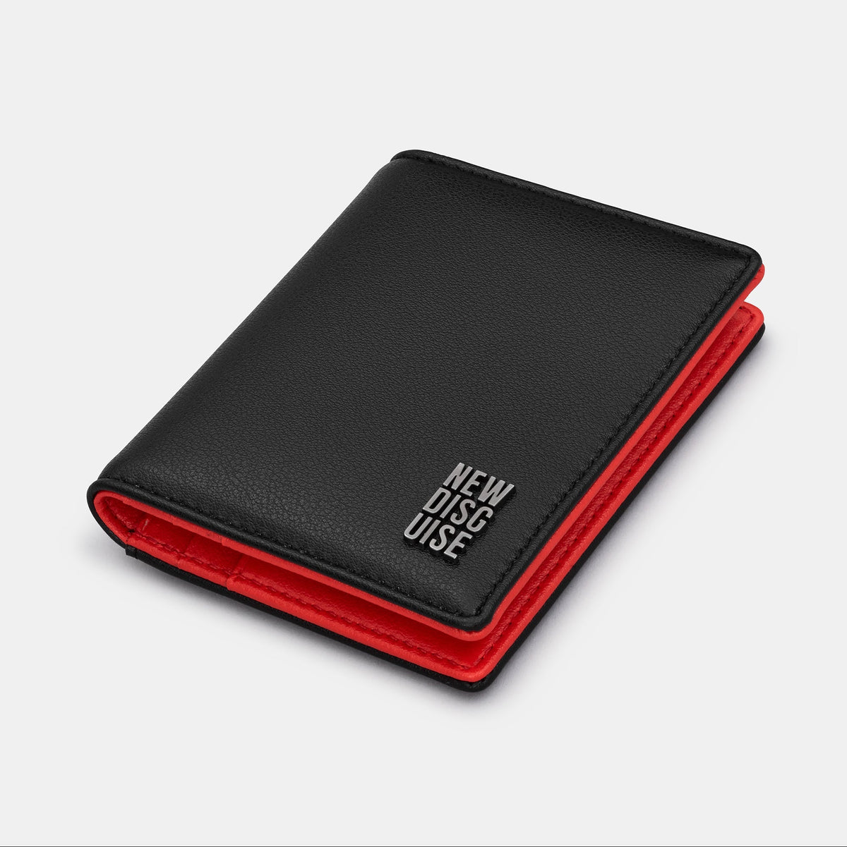 Nolan Card Holder in black and red, angled view