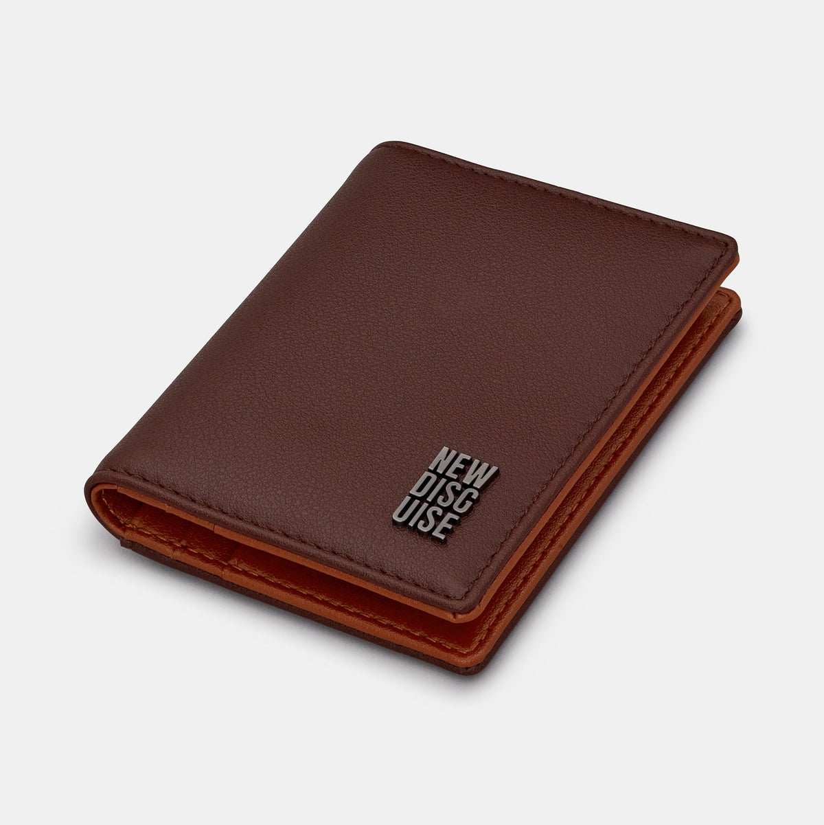Nolan Card Holder in brown and chestnut, angled view