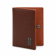 Nolan Card Holder in brown and chestnut, front view on grey