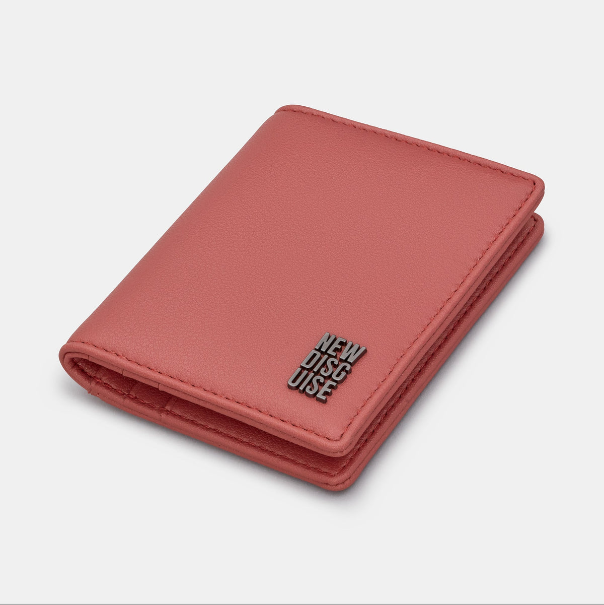 Nolan Card Holder in rose pink, angled view