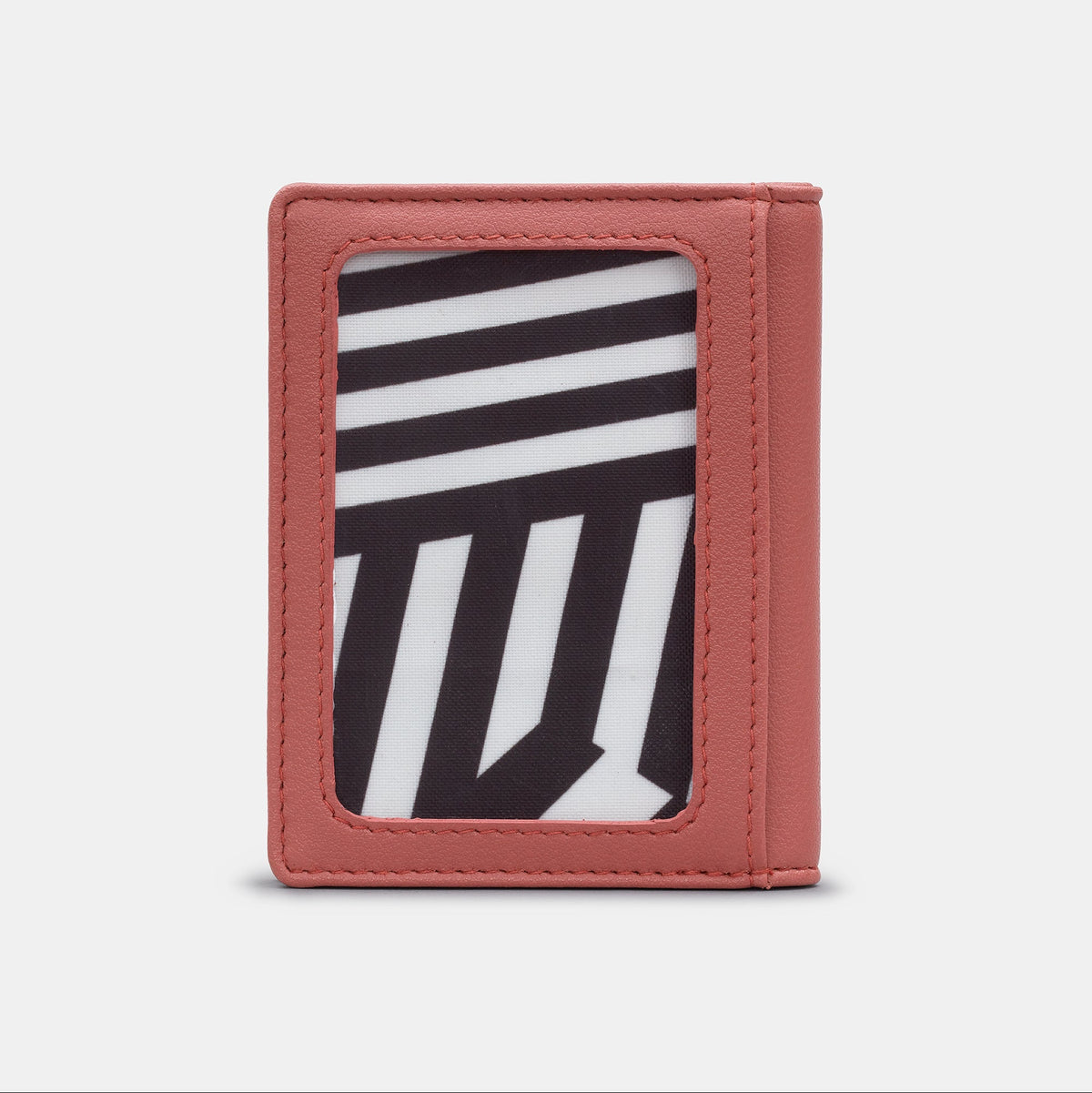 Nolan Card Holder in rose pink, back view with ID window