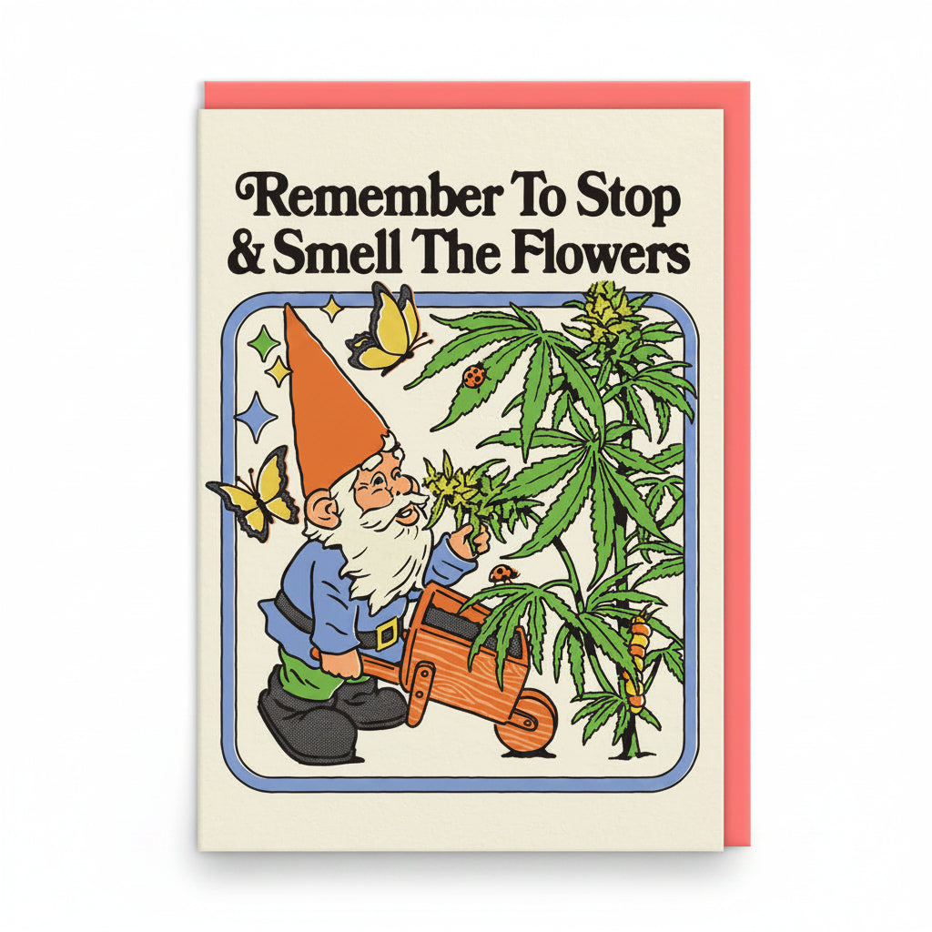 Ohh Deer Smell The Flowers greeting card with beautiful botanical floral design