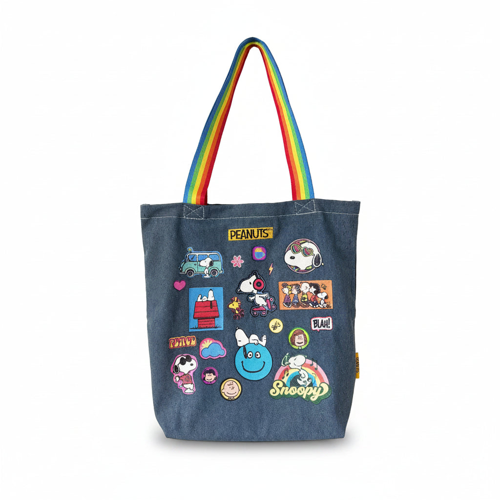 Peanuts patch tote bag isolated on white background