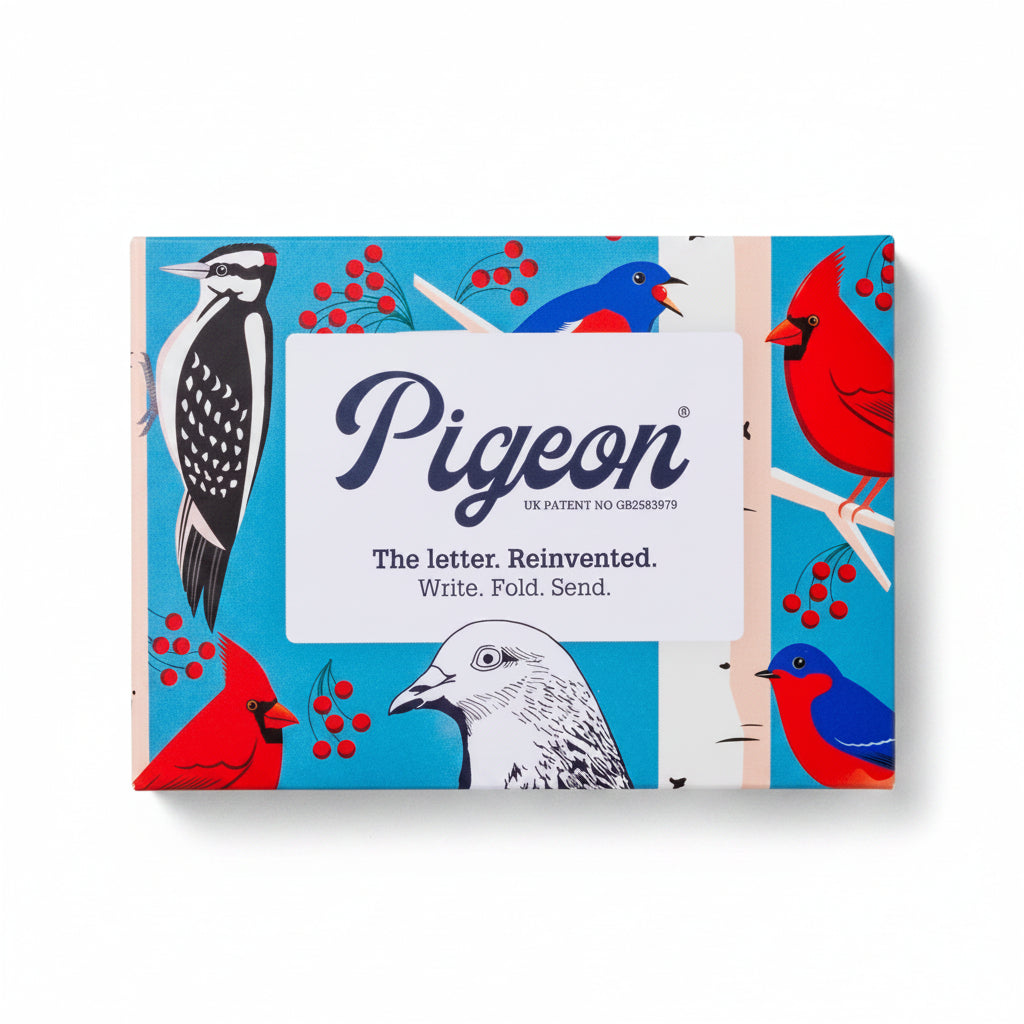 Carnival of Colour Pigeons pack front with bright bird illustrations on blue background