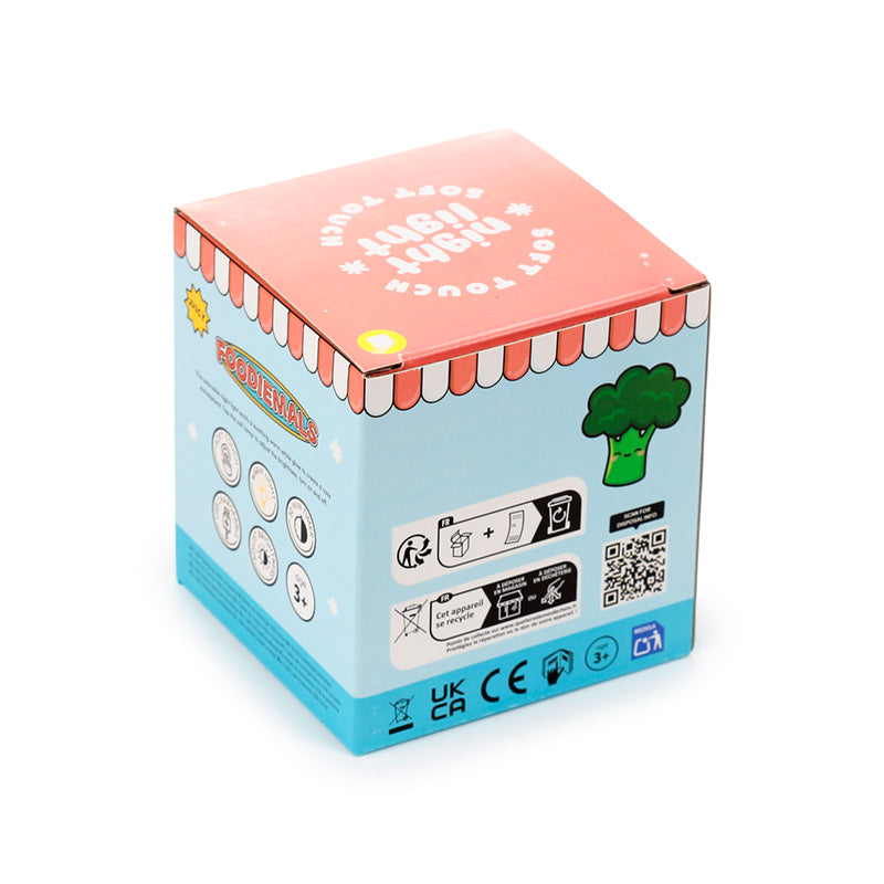 Broccoli night light in its printed pink and blue gift box