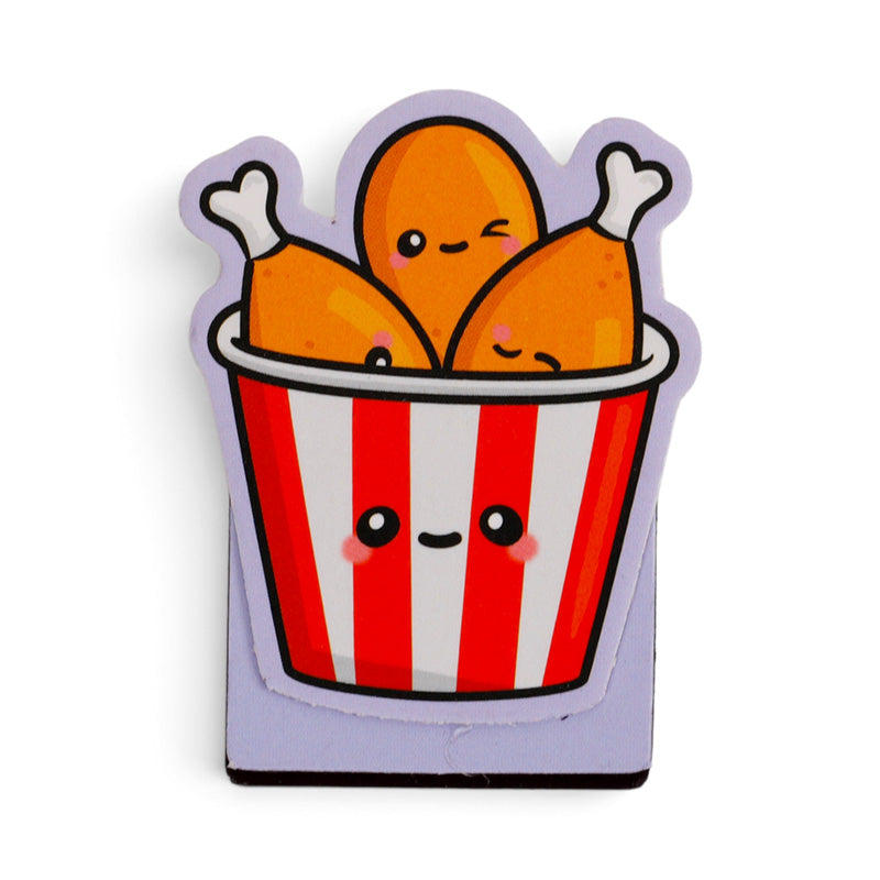 Bucket of fried chicken magnetic bookmark with a smiling face
