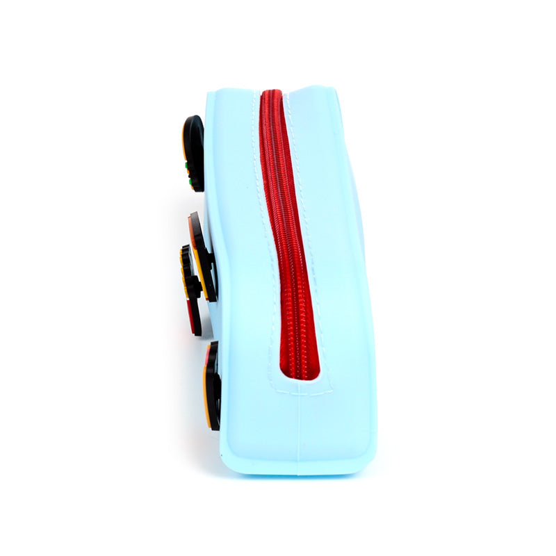 End view of the silicone pencil case with charms hanging down
