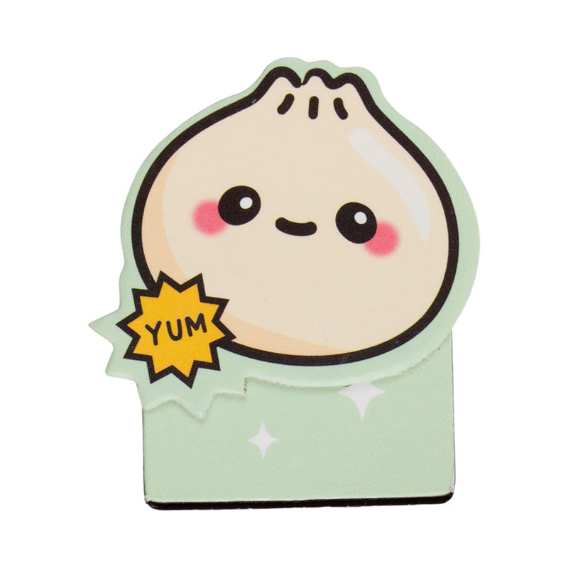 Green bao bun magnetic bookmark with a Yum speech flash