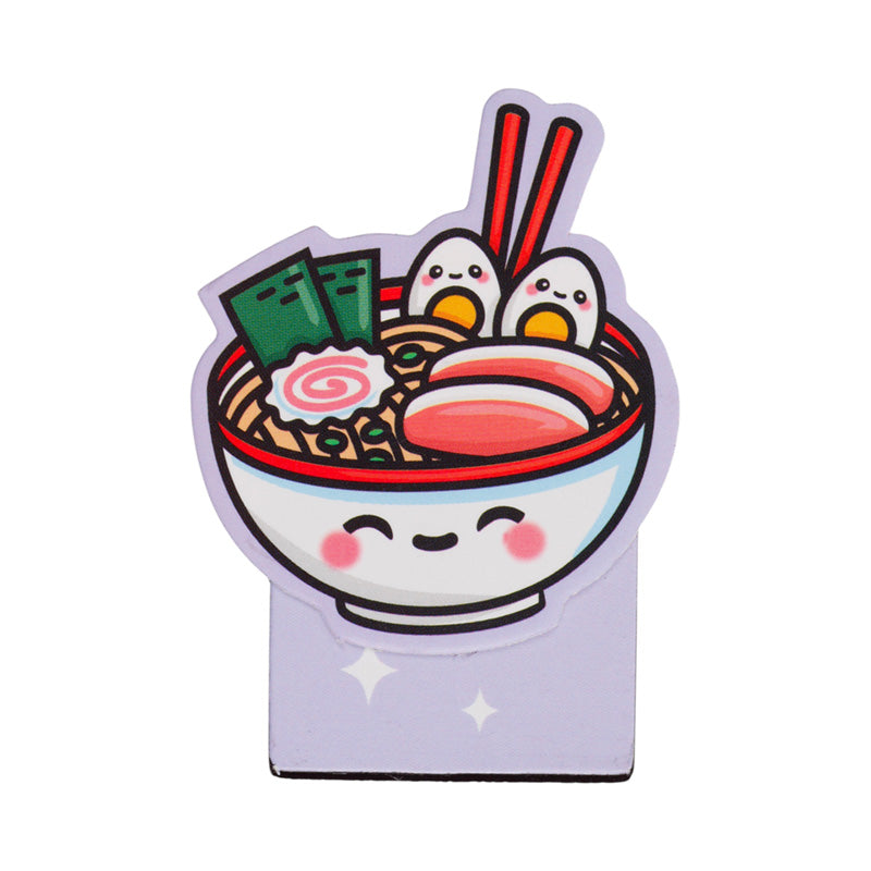 Ramen bowl magnetic bookmark with chopsticks and a smiling face
