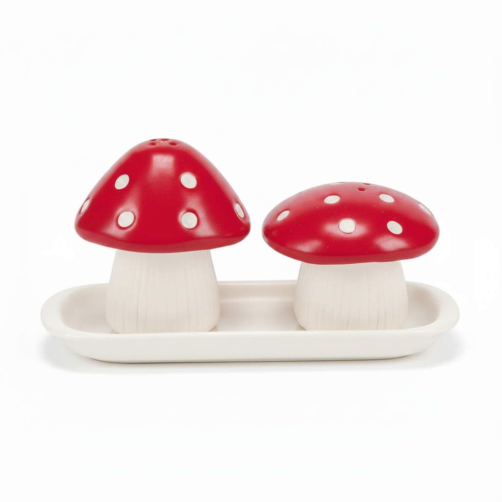 Ceramic Salt Pepper Shakers Mushroom