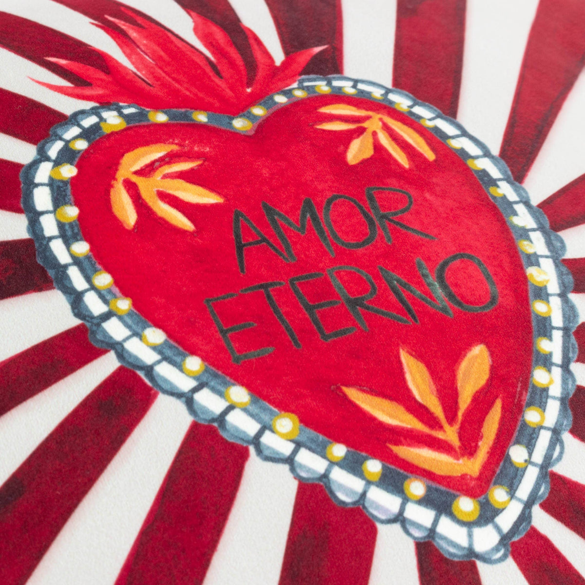Close up of the painted Amor Eterno sacred heart