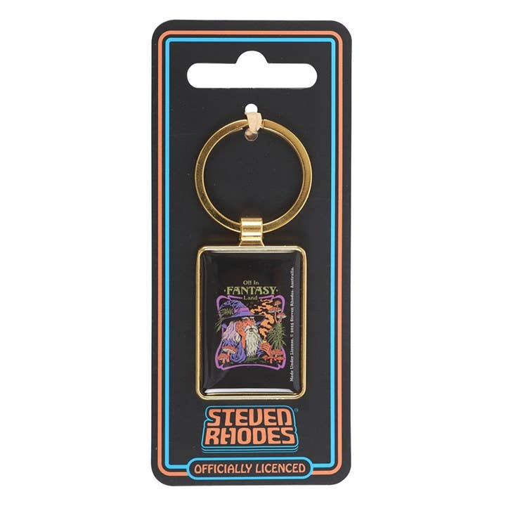 Keyring on packaging card against white background